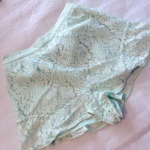 BCBG Mint green lace shorts